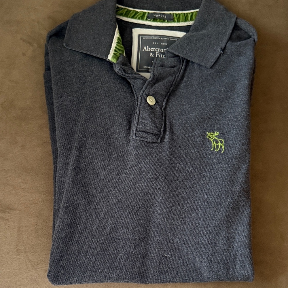 Abercrombie & Fitch Charcoal Polo with Lime Logo